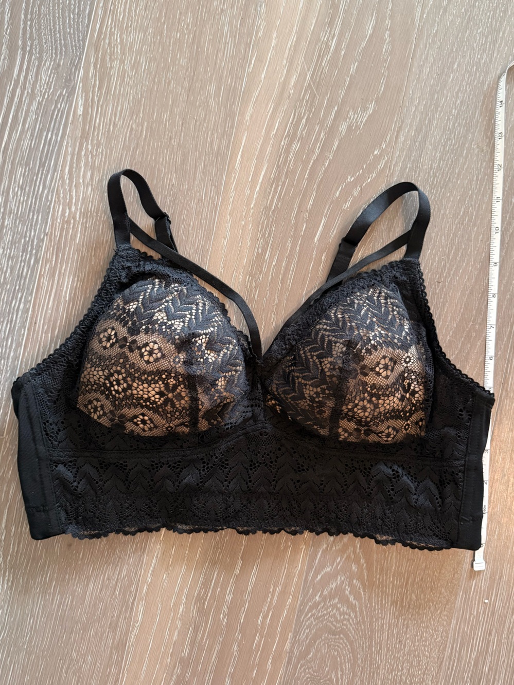 Parfait Mia Black Wire Free Lace Strapy Long Bralette Bra Size 34D - Picture 10 of 13